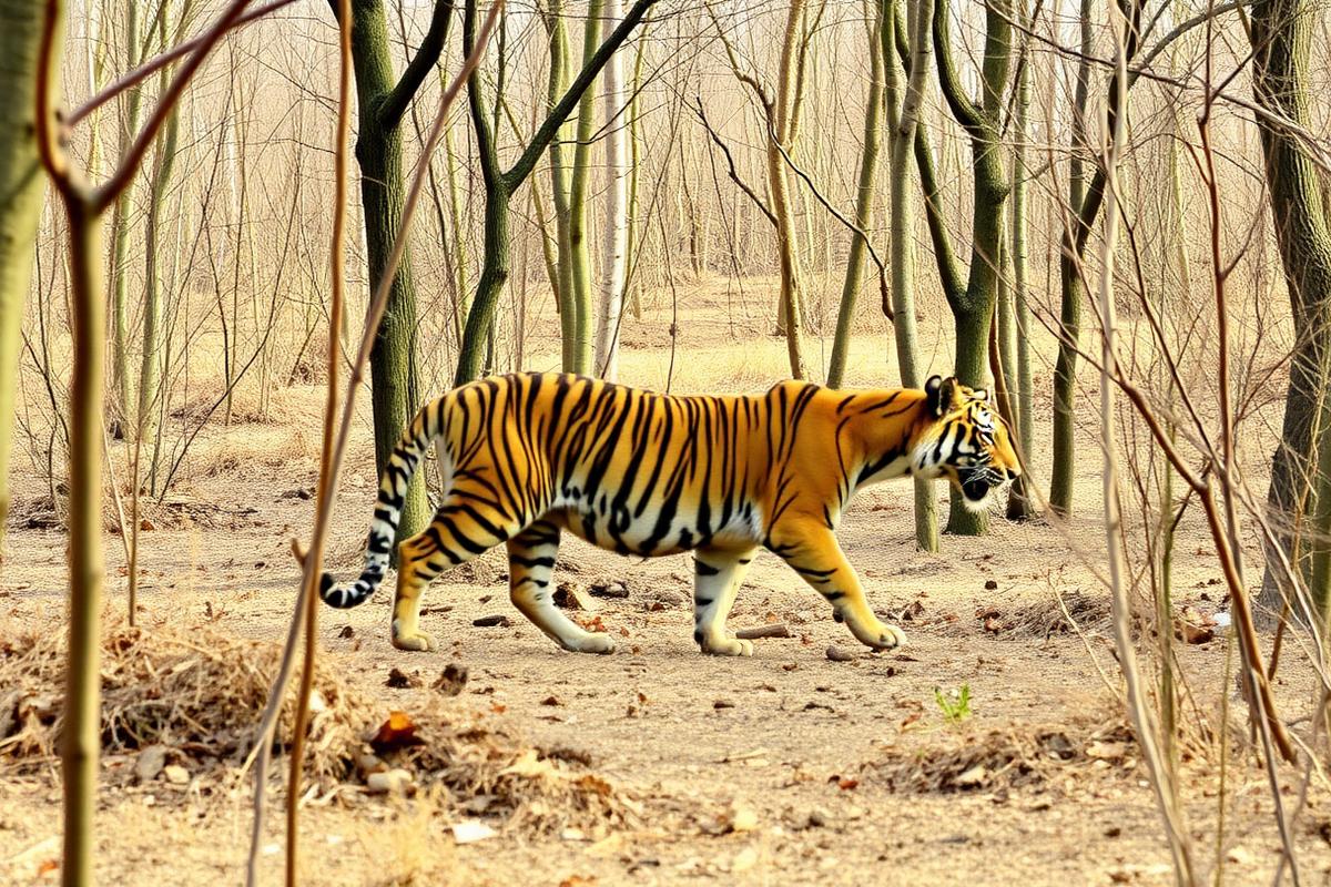 Bengal tiger in the forest of Sariska Tiger Reserve
